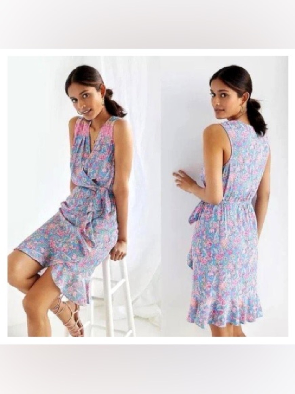 Anthropologie Tracy Reese Dress Womens Small Floral Faux Wrap Summer Boho
